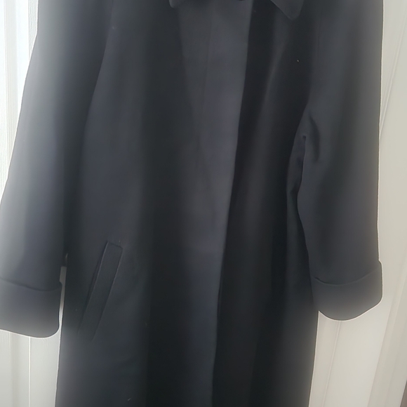 Vtg Albert Nipon Full Length Collared Black Wool Coat Sz 14 - Picture 14 of 16